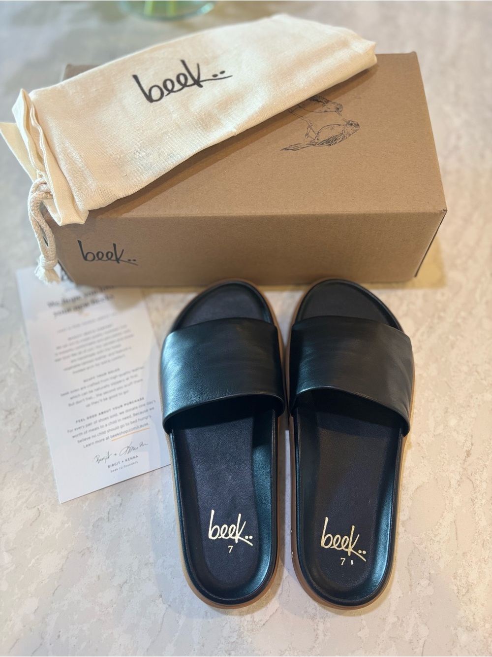 Beek Chick Sandal Slide in Black Leather - Picture 8 of 9